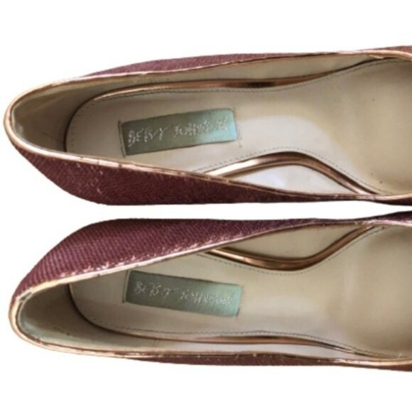 Betsy Johnson Lou pink sequin chunky 4” heel SIZE 6 - Picture 6 of 7